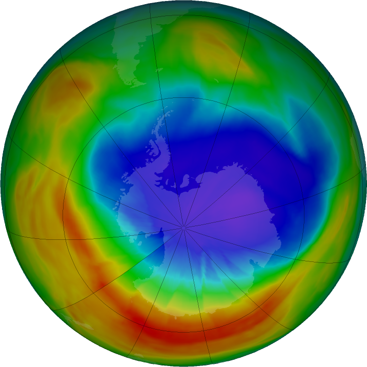 Antarctic ozone map for 24 September 2025